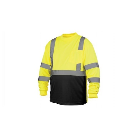 Pyramex - T-Shirt - Hi-Vis Lime Long Sleeve T-Shirt - Size Large - Hi-Vis lime lightweight RLTS3110BL